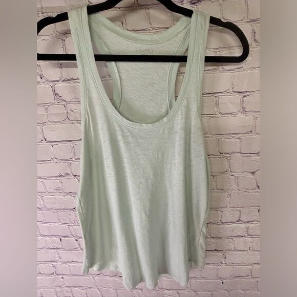 NWT Z Supply Active Athleisure Relaxed Pale Celery Green Slub Racer Tank Top S - Picture 1 of 8